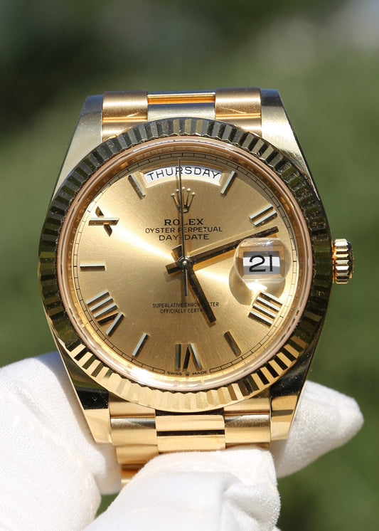 Rolex Day Date 40mm 228238 Yellow Gold Champagne Roman Numerals