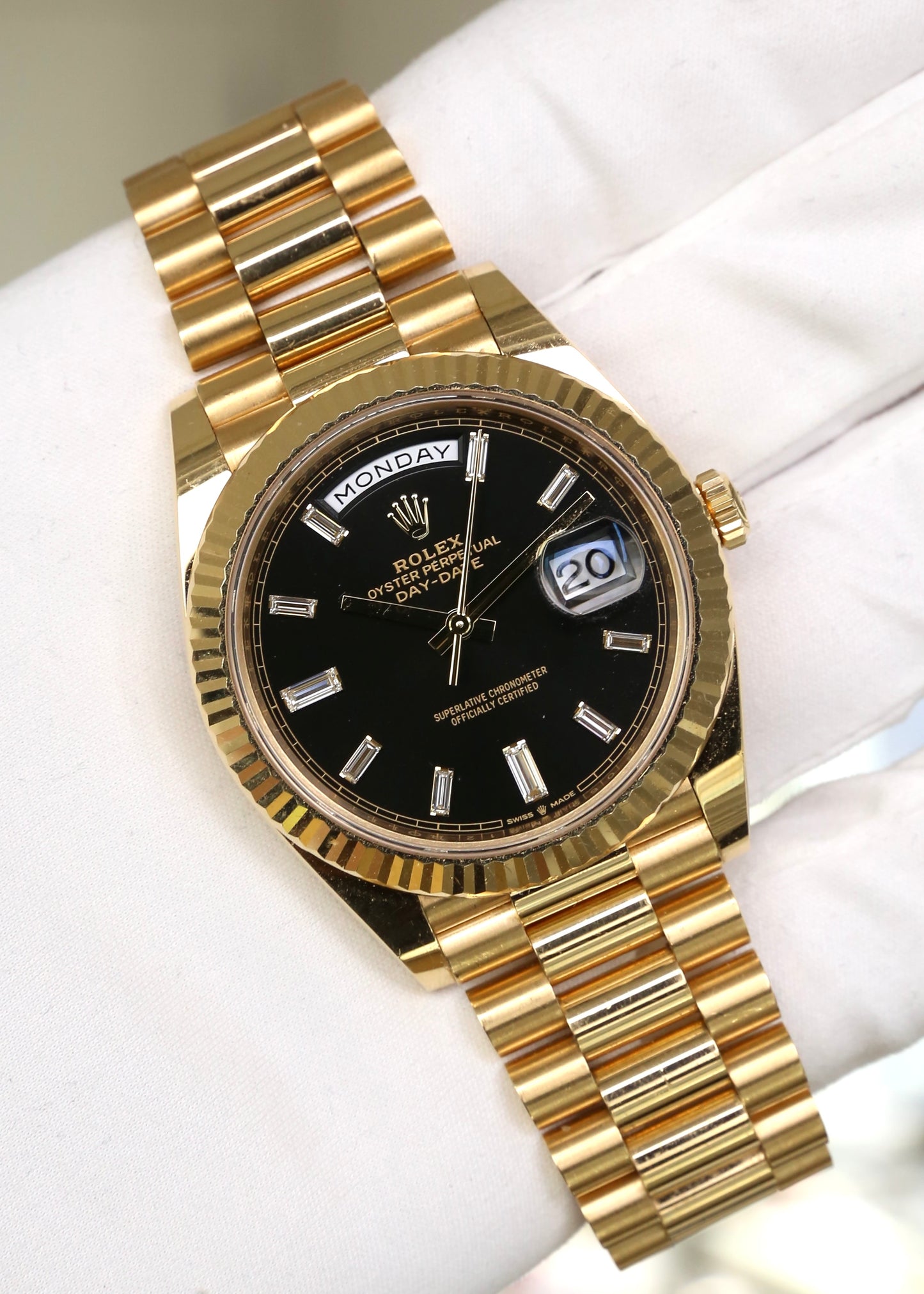 Rolex Day Date 40mm 228238 Black Baguette Dial