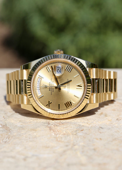 Rolex Day Date 40mm 228238 Yellow Gold Champagne Roman Numerals