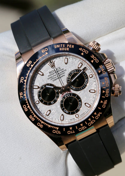 Rolex Daytona 116515LN Oysterflex 18K Rose Gold Meteorite Dial