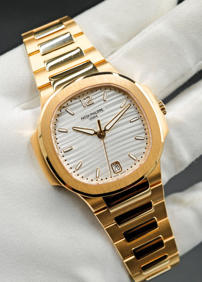 Patek Philippe Nautilus Ladies Automatic 7118/1R Rose Gold Silver Opaline Dial