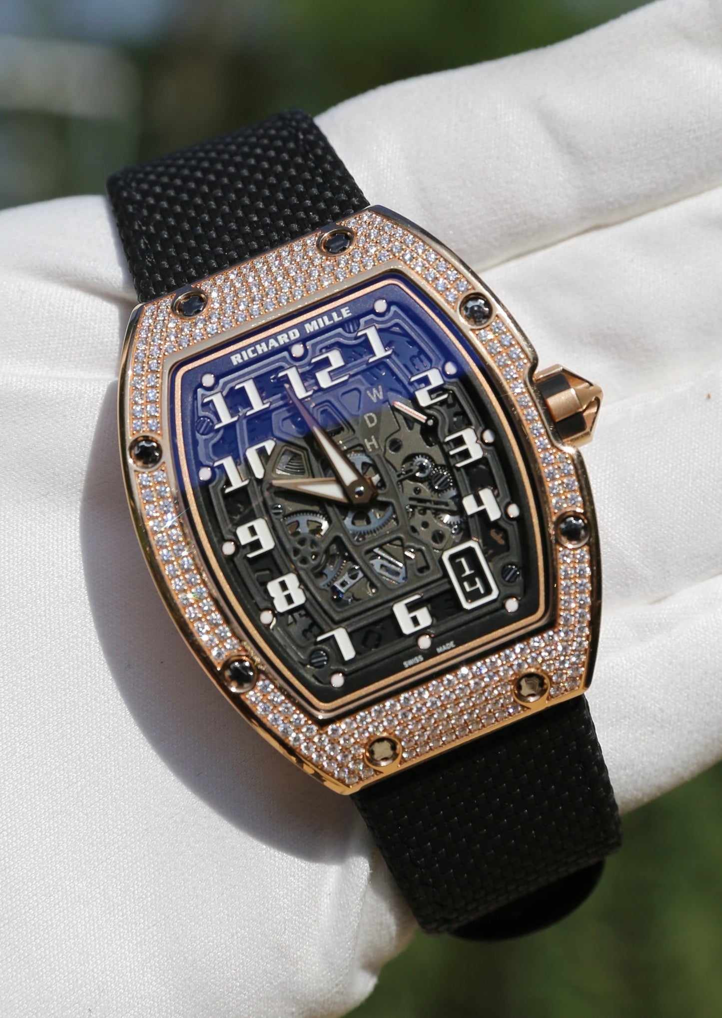 Richard Mille Extra Flat RM67-01 Rose Gold Factory Pave Diamond Set