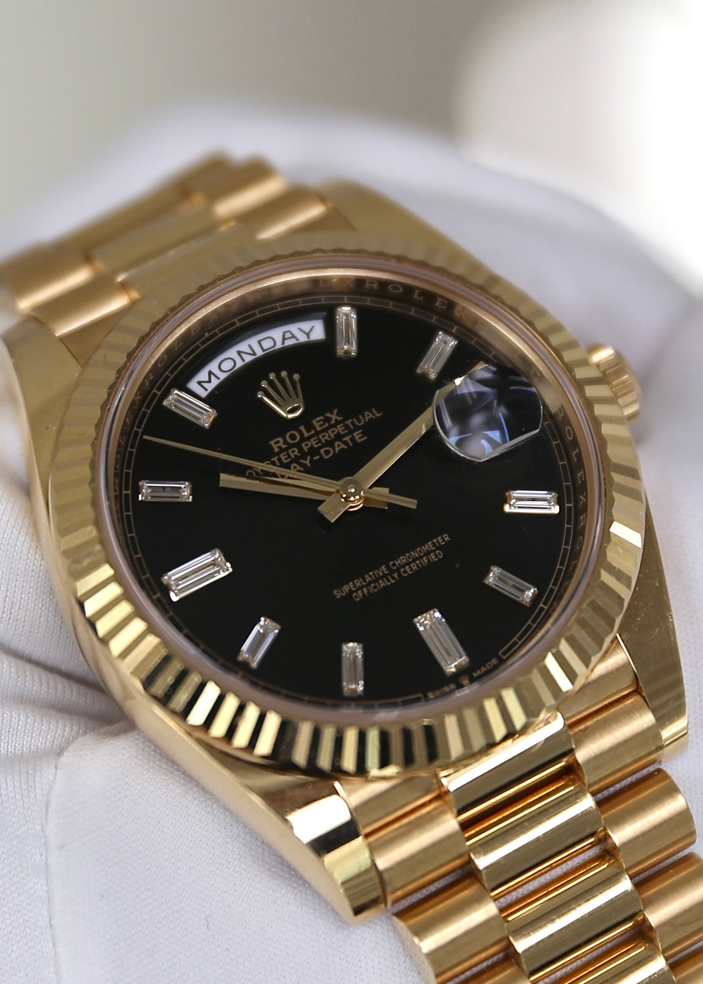 Rolex Day Date 40mm 228238 Black Baguette Dial