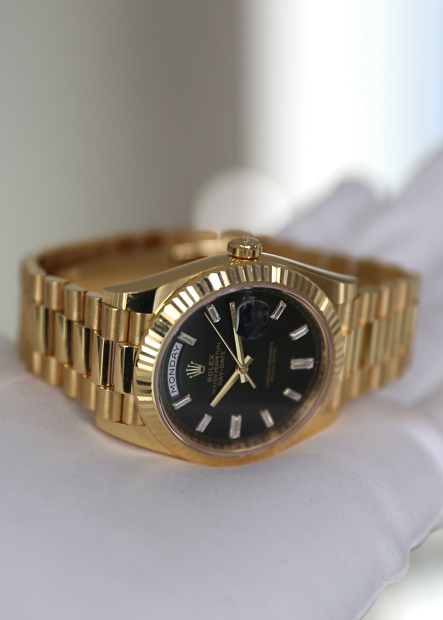 Rolex Day Date 40mm 228238 Black Baguette Dial