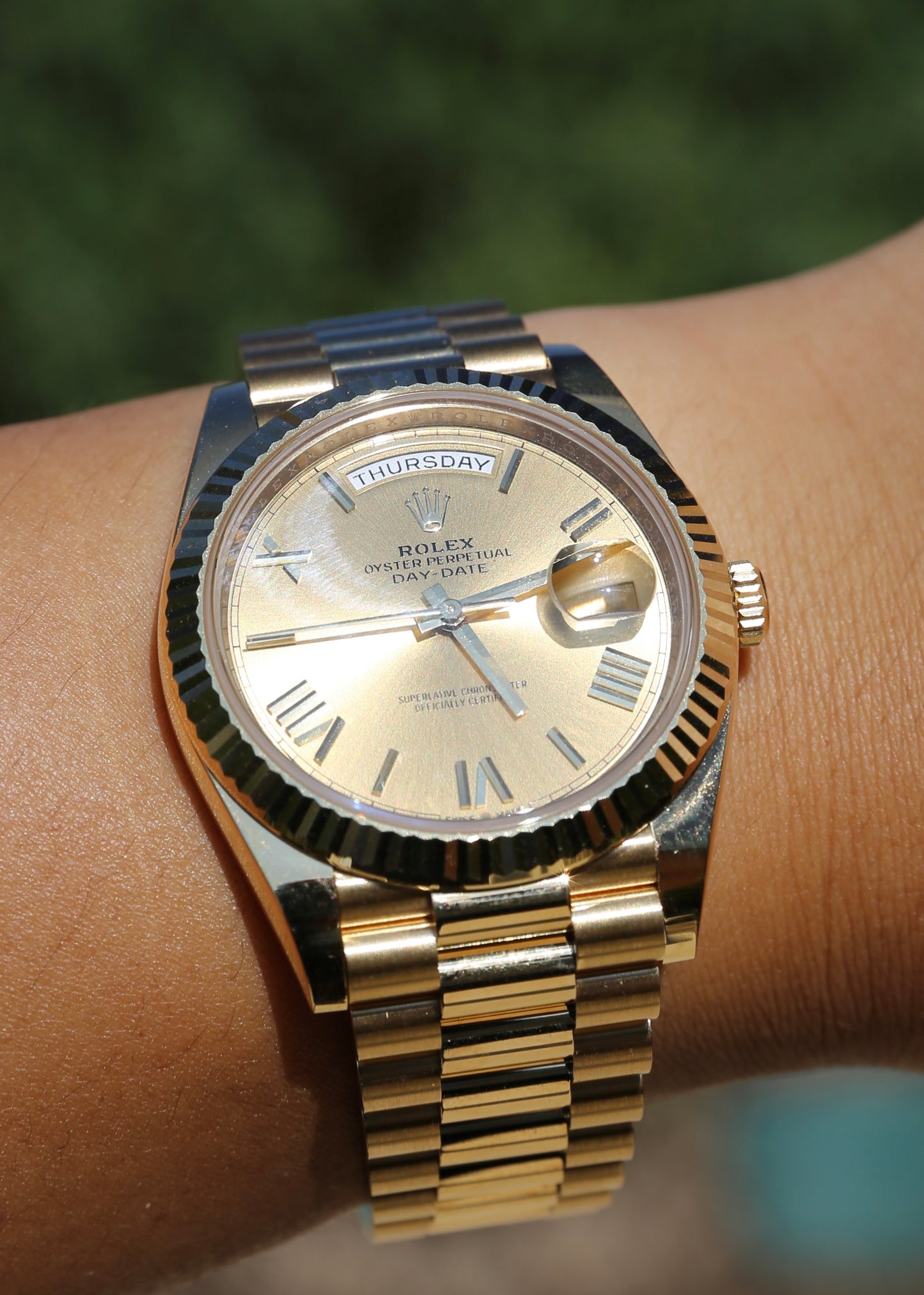 Rolex Day Date 40mm 228238 Yellow Gold Champagne Roman Numerals