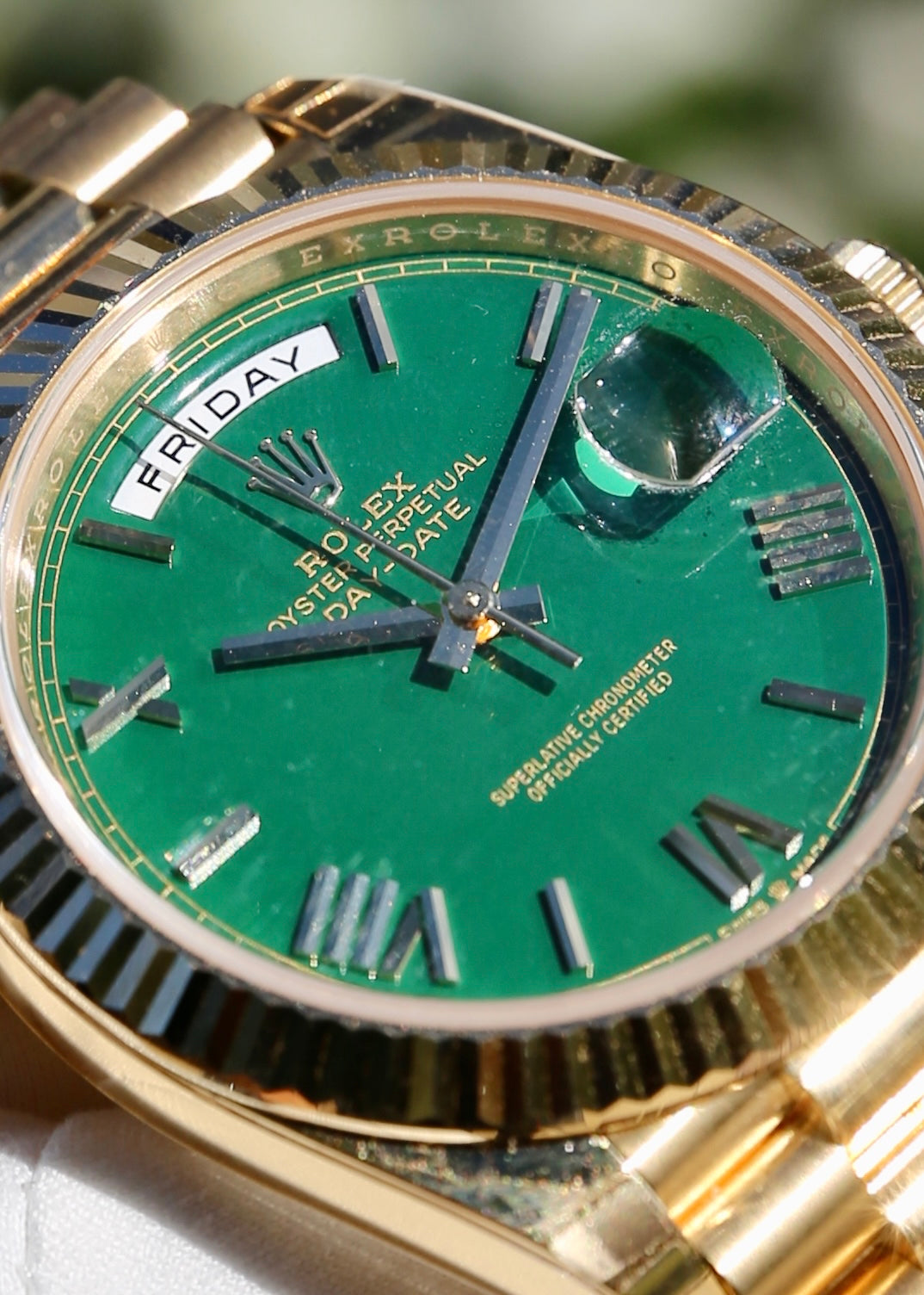 Rolex Day Date 40 228238 18K Yellow Gold Green Dial