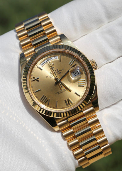 Rolex Day Date 40mm 228238 Yellow Gold Champagne Roman Numerals