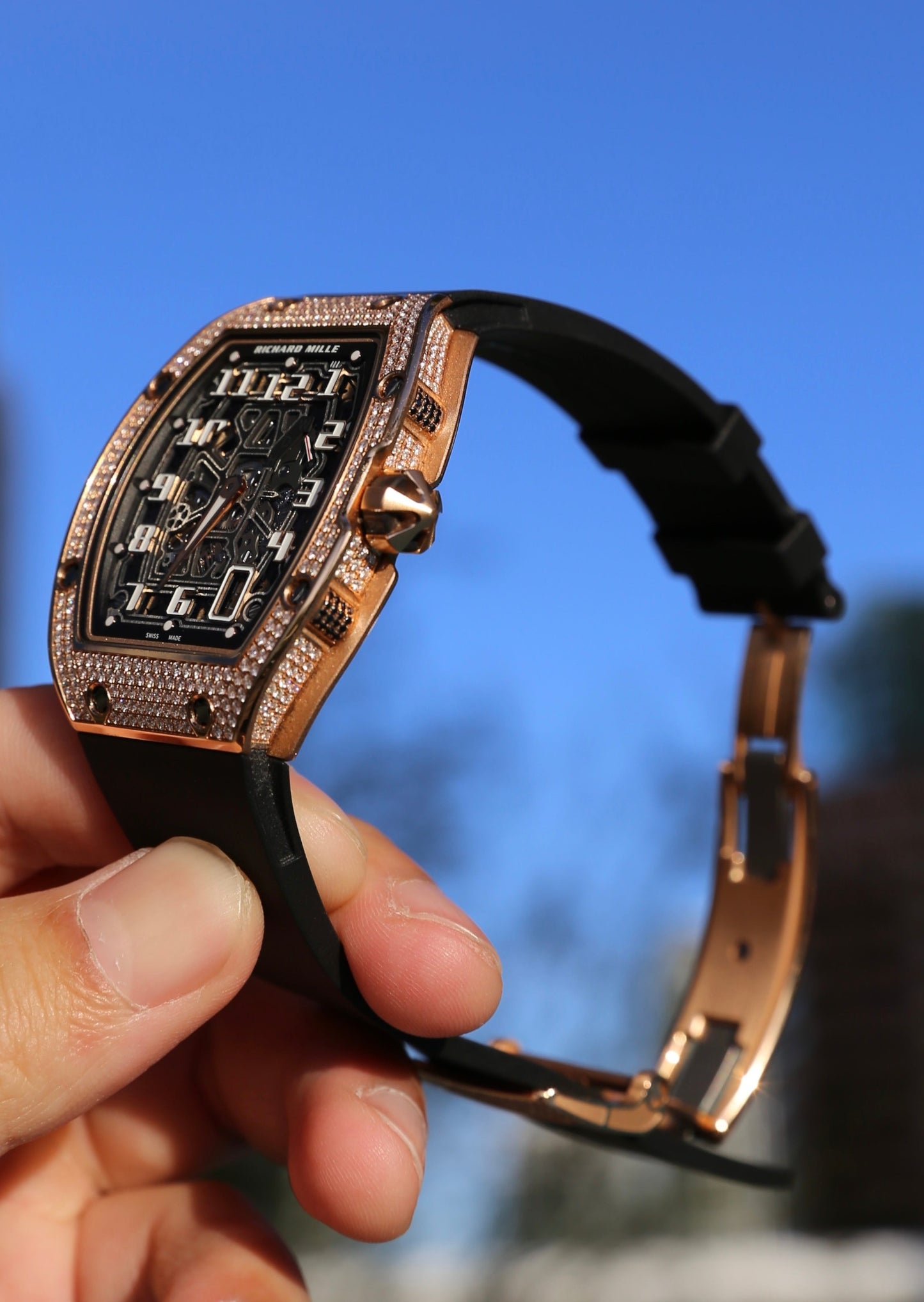 Richard Mille Extra Flat RM67-01 Rose Gold Factory Pave Diamond Set